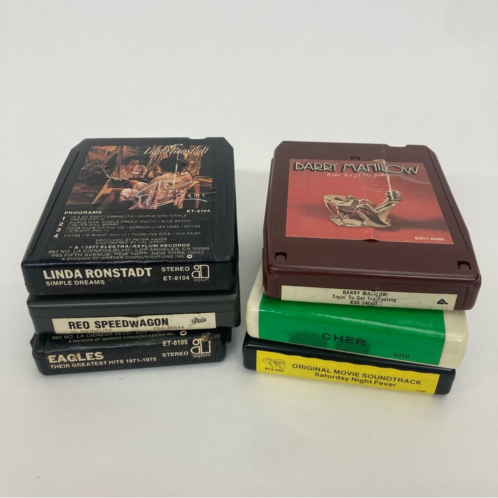 Vintage bundle of (6) 8 Track Tapes Eagles REO Speedwagon Saturday Night Fever